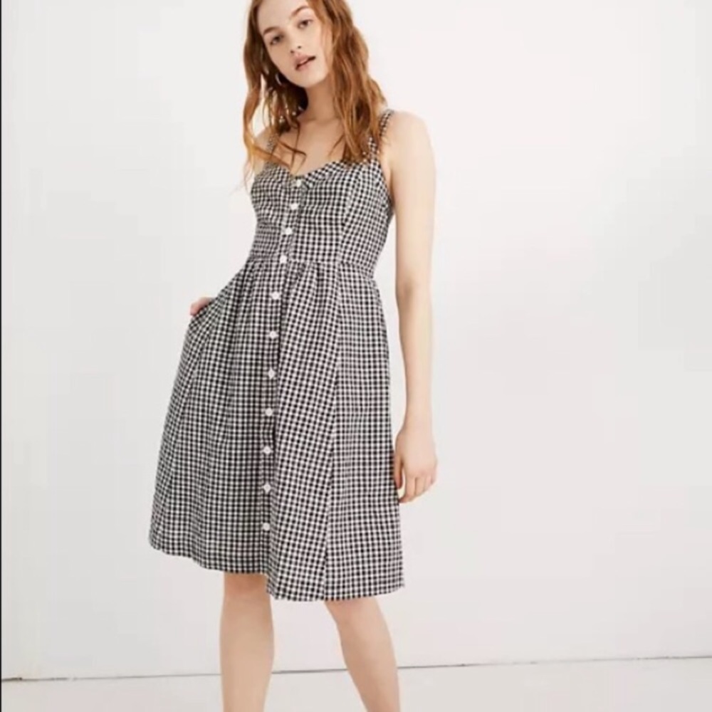 Madewell Smocked-Back Dress in Textured Gingham